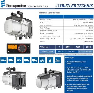 Eberspacher Hydronic S3 Sürekli Sıcak SU 5KW Kombi