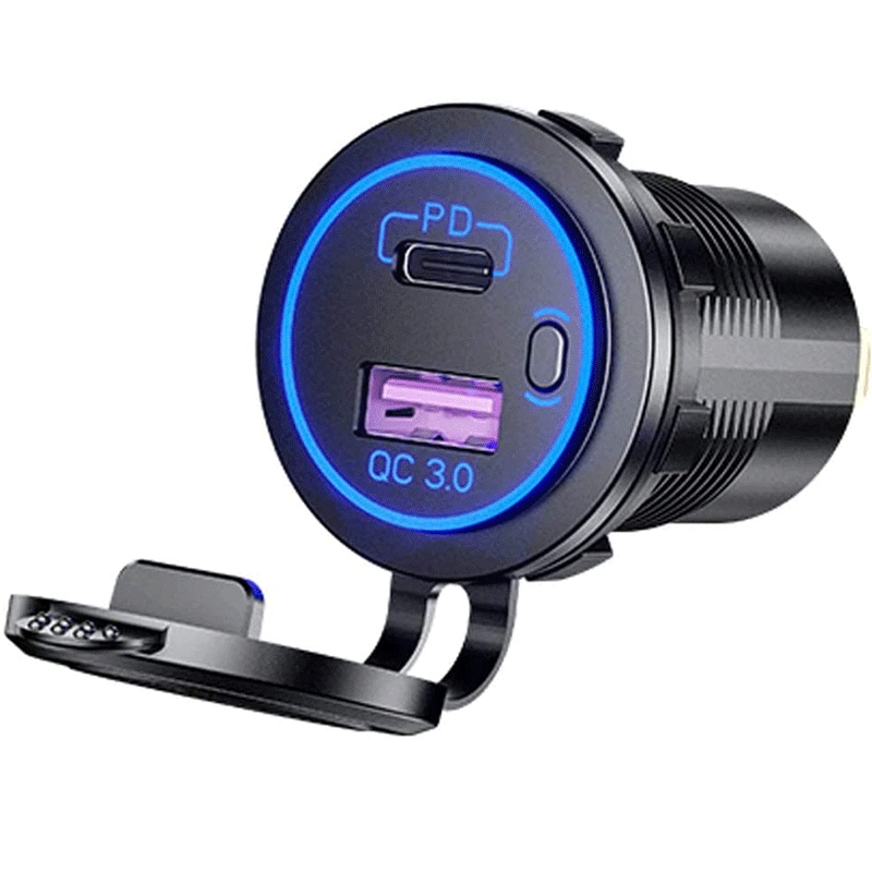 12V USB priz 30W PD USB C 18W QC 3.0 port çift araba şarjı yüzey montaj