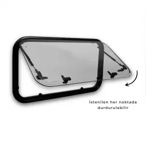Babarvy Cam Amortisörlü Karavan Pencere & Cam 120x50 Cm - 90° açılır