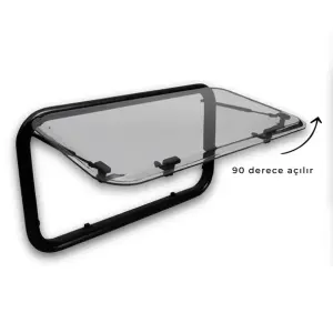 Babarvy Cam Amortisörlü Karavan Pencere & Cam 120x50 Cm - 90° açılır