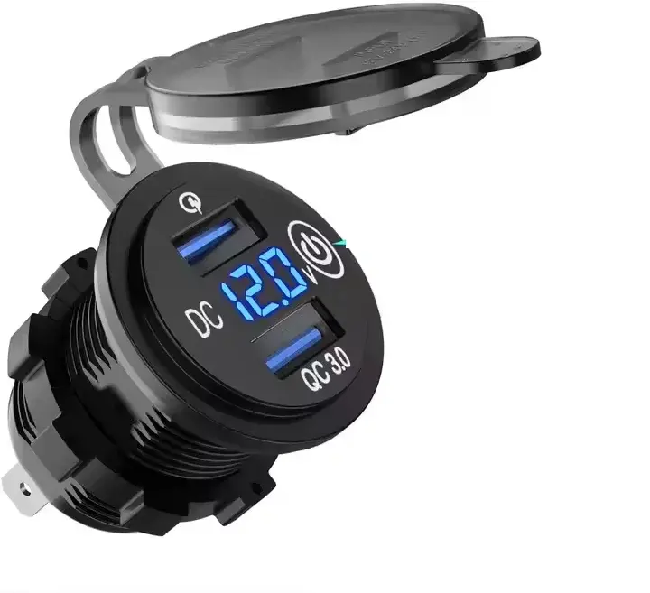 Mellifera İki Usb Type-A Şarj Cihazı (Voltmetreli - On-Off Anahtarlı - Mavi Işıklı) (MLFR-YJ-DS2034B)