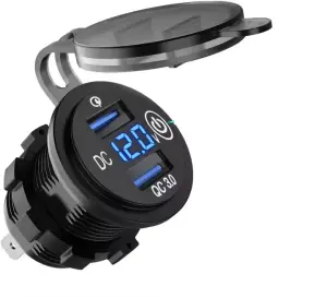 Mellifera İki Usb Type-A Şarj Cihazı (Voltmetreli - On-Off Anahtarlı - Mavi Işıklı) (MLFR-YJ-DS2034B)