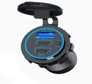 Mellifera Bir Usb Type-C ve İki Type-A Şarj Cihazı (On - Off Anahtarlı Mavi Işıklı)