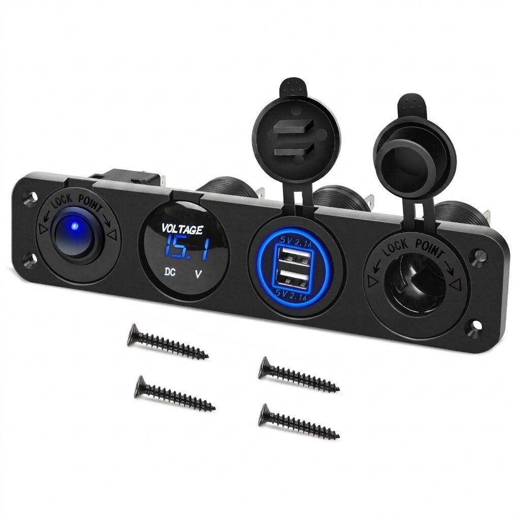 Dc 12V 24V Panel montaj 3 Usb bağlantı noktaları 2 usb-bir 3.1A + tip-c Pd3.0 araç şarj soketi
