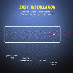 Dc 12V 24V Panel montaj 3 Usb bağlantı noktaları 2 usb-bir 3.1A + tip-c Pd3.0 araç şarj soketi