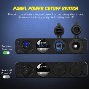 Dc 12V 24V Panel montaj 3 Usb bağlantı noktaları 2 usb-bir 3.1A + tip-c Pd3.0 araç şarj soketi