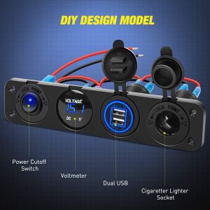 Dc 12V 24V Panel montaj 3 Usb bağlantı noktaları 2 usb-bir 3.1A + tip-c Pd3.0 araç şarj soketi