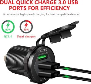 Dc 12V 24V Panel montaj 3 Usb bağlantı noktaları 2 usb-bir 3.1A + tip-c Pd3.0 araç şarj soketi
