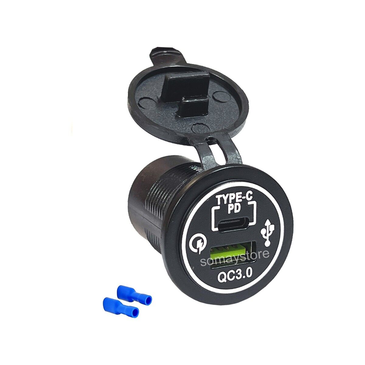 OBUS KARAVAN Pano Tipi USB 3.0 + Type-C Soket 12-24V - TYPE-C 30W - USB 18WIC-266C-5