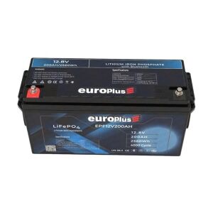 Europlus 12.8V/200Ah LiFePO4 Smart Akü – 4000 Cycle