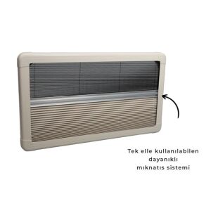 Babarvy Amortisörlü Karavan Penceresi & Karavan Camı 50x30 cm 90° açılır (Dikey -Beyaz) Perde-Sineklik Dahil