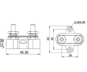ŞASE TERMİNALI 2XM8 KUTUPLU KIRMIZI+SİYAH IC-280B-1
