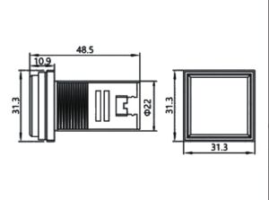 AD22-22VAHS 22mm Dijital Volt-Amper-Herzmetre Kare