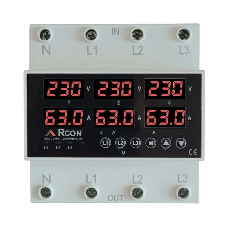 Rcon Rcv 05 Ev Tipi Trifaze Akım Voltaj Koruyucu 63 A Sigorta