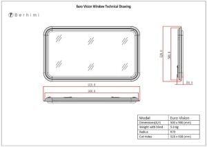 Berhimi Amortisörlü Karavan Penceresi & Karavan Camı 50x90 cm (Beyaz) Perde-Sineklik Dahil