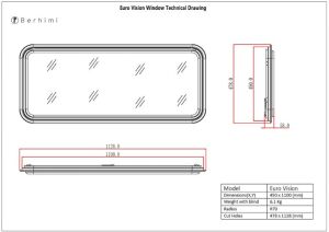 Berhimi Amortisörlü Karavan Penceresi & Karavan Camı 45x110 cm (Beyaz) Perde-Sineklik Dahil
