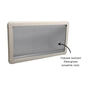 Babarvy Amortisörlü Karavan Penceresi & Karavan Camı 45x110 cm 90° açılır (Beyaz) Perde-Sineklik Dahil