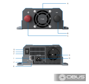 OBUS KARAVAN TAM SİNÜS İNVERTÖR 1000W 12V, 20AH (ŞARJLI KUMANDALI)