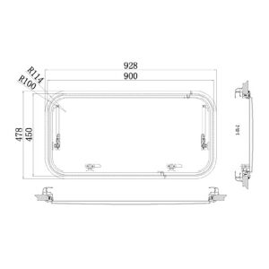 Babarvy Amortisörlü Karavan Penceresi & Karavan Camı 45x90 cm 90° açılır (Beyaz) Perde-Sineklik Dahil