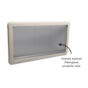 Babarvy Amortisörlü Karavan Penceresi & Karavan Camı 45x90 cm 90° açılır (Beyaz) Perde-Sineklik Dahil