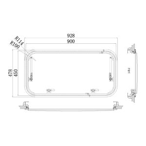 Babarvy Cam Amortisörlü Karavan Pencere & Cam 90x45 Cm- 90° açılır