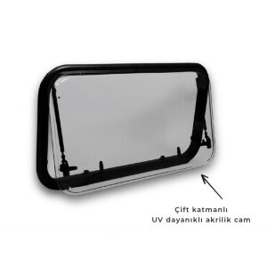 Babarvy Cam Amortisörlü Karavan Pencere & Cam 90x45 Cm- 90° açılır