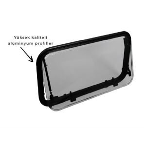 Babarvy Cam Amortisörlü Karavan Pencere & Cam 90x45 Cm- 90° açılır