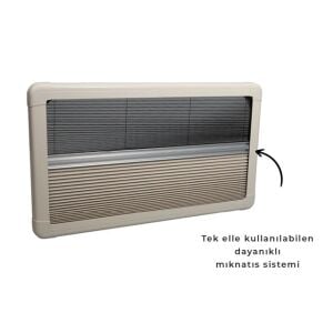 Babarvy Amortisörlü Karavan Penceresi & Karavan Camı 50x90 cm 90° açılır (Beyaz) Perde-Sineklik Dahil