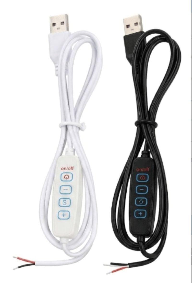 USB UÇLU DİMMER ARAPUAR KABLOSU 2 Mt. IC-192K (Siyah)