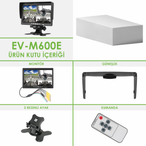 Obus EV-M600E Ecoview Dört Video Girişli Güneşlikli Analog 7 Inch Araç Monitörü