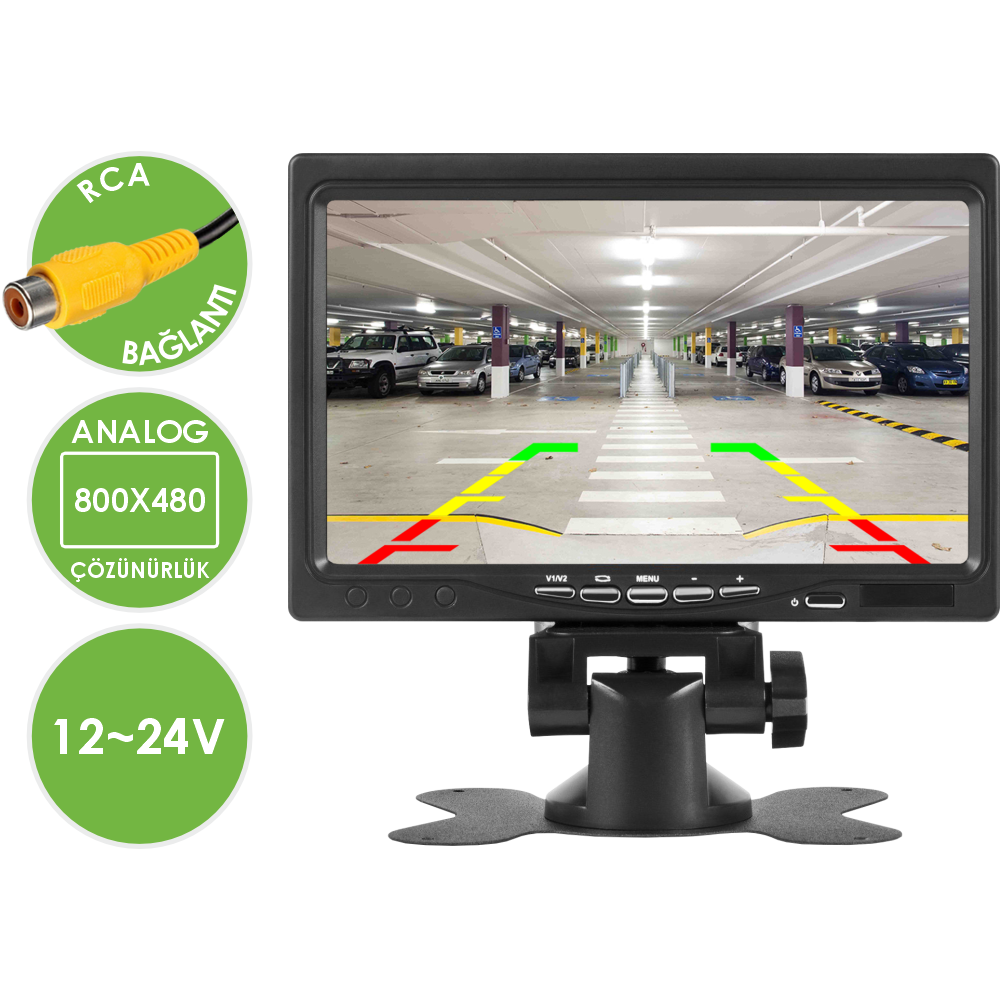 Obus EV-M500E Ecoview Çift Video Girişli Güneşlikli Analog 7 Inch Araç Monitörü