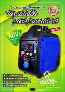 OBUS KARAVAN DC JENERATÖR SESSİZ AKILLI DC JENERATÖR BENZİNLİ 48V 34A 1800W