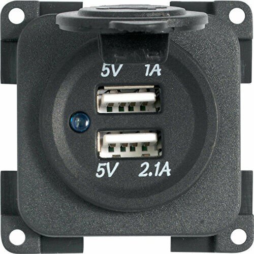 Obus Karavan CBE MP2USB 5V / 1A + 2.1A Çift USB Şarj Soketi  Kapaklı (12V Giriş)