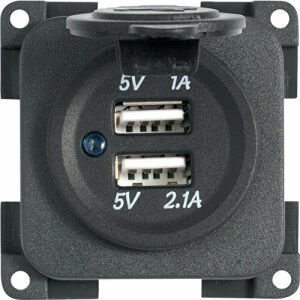 Obus Karavan CBE MP2USB 5V / 1A + 2.1A Çift USB Şarj Soketi  Kapaklı (12V Giriş)