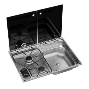 Dometic CVC1600G RH İki Gözlü Ocak ve Eviye Kombinasyonu Cam Kapaklı 600x450 mm