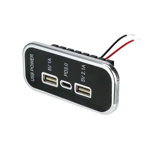 Dc 12V 24V Panel montaj 3 Usb bağlantı noktaları 2 usb-bir 3.1A + tip-c Pd3.0 araç şarj soketi