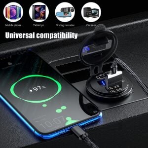 Dc 12V 24V Panel montaj 3 Usb bağlantı noktaları 2 usb-bir 3.1A + tip-c Pd3.0 araç şarj soketi