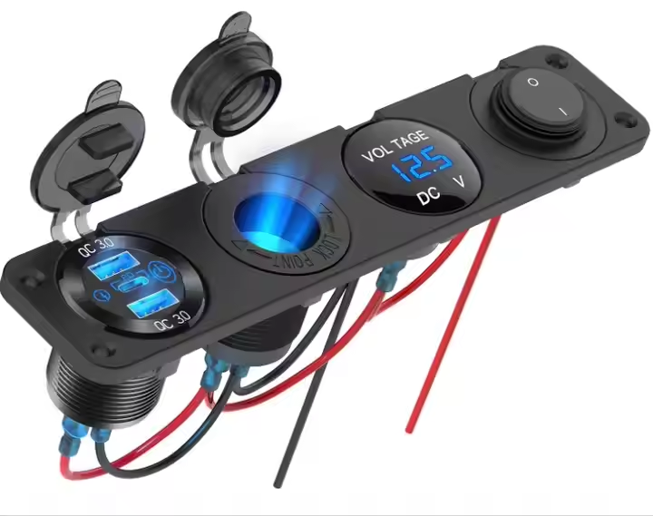Dc 12V 24V Panel montaj 3 Usb bağlantı noktaları 2 usb-bir 3.1A + tip-c Pd3.0 araç şarj soketi