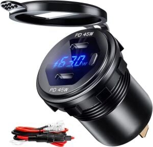 Dc 12V 24V Panel montaj 3 Usb bağlantı noktaları 2 usb-bir 3.1A + tip-c Pd3.0 araç şarj soketi