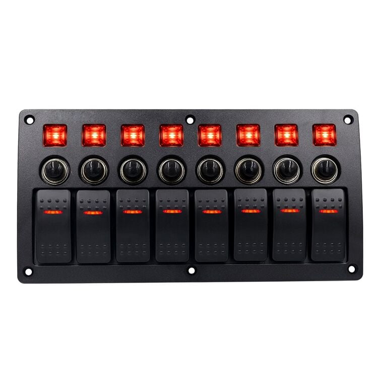 OBUS KARAVAN 8'Lİ DAHİLİ SİGORTALI KARAVAN KONTROL PANELİ (SİYAH)