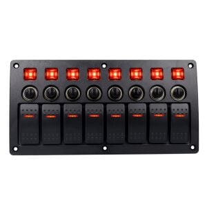 OBUS KARAVAN 8'Lİ DAHİLİ SİGORTALI KARAVAN KONTROL PANELİ (SİYAH)