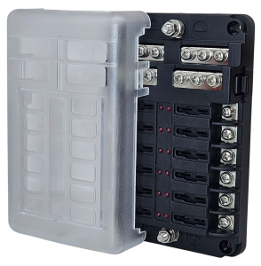 OBUS KARAVAN İKAZ IŞIKLI  ŞASE BARELLİ 12'li DC SİGORTA KUTUSU